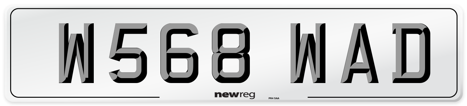 W568 WAD Number Plate from New Reg